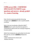 CSPR newest 2026 - CERTIFIED &NewLine;SPECIALIST PAYMENT exam &NewLine;questions and answers  already graded &NewLine;A&plus;&period; exams of nursing&period;