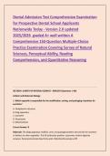 Dental Admission Test Comprehensive Examination &NewLine;for Prospective Dental School Applicants &NewLine;Nationwide Today - Version 2&period;0 updated  &NewLine;2025&sol;2026  graded A&plus; well written A &NewLine;Comprehensive 150-Question Multiple-Choice &NewLine;Practice Examination Covering Survey 