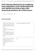 HVAC Final Exam Electrical For Air Conditioning EXAM&vert; FREQUENTLY MOST TESTED QUESTIONS AND VERIFIED SOLUTIONS &commat; 2026 &vert;&vert; 2027 &lpar;Actual Exam&rpar; Questions with verified Answers&NewLine;&NewLine;