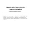 California Alarm Company Operator Licensing Practice Exam&NewLine;Questions & Answers with Rationales&NewLine;