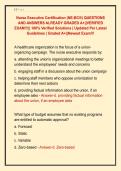 Nurse Executive Certification &lpar;NE-BC&reg;&rpar; QUESTIONS &NewLine;AND ANSWERS ALREADY GRADED A&plus;&vert;&vert;VERIFIED &NewLine;EXAM&excl;&excl;&excl;&vert;&vert; 100&percnt; Verified Solutions &vert; Updated Per Latest &NewLine;Guidelines &vert; Graded A&plus;&vert;&vert;Newest Exam&excl;&excl;&excl; 