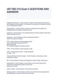 UKY BIO 315 Exam 2 QUESTIONS AND ANSWERS