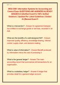 WGU D561 Information Systems for Accounting and &NewLine;Control Exam QUESTIONS AND ANSWERS ALREADY &NewLine;GRADED A&plus;&vert;&vert;Verified Exam&excl;&excl;&excl;&vert;&vert; 100&percnt; Verified &NewLine;Solutions &vert; Updated Per Latest Guidelines &vert; Graded &NewLine;A&plus;&vert;&vert;Newest Exam&excl;&excl;&excl;