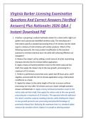 Virginia Barber Licensing Examination &NewLine;Questions And Correct Answers &lpar;Verified &NewLine;Answers&rpar; Plus Rationales 2026 Q&A &vert; &NewLine;Instant Download Pdf