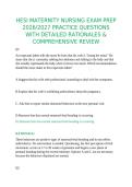 HESI MATERNITY NURSING EXAM PREP 2026&sol;2027 PRACTICE QUESTIONS WITH DETAILED RATIONALES & COMPREHENSIVE REVIEW