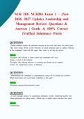 NUR 204&sol; NUR204 Exam 1 &ndash; &lpar;New 2026&sol; 2027 Update&rpar; Leadership and Management Review &vert; Questions & Answers &vert; Grade A&vert; 100&percnt; Correct &lpar;Verified Solutions&rpar;- Fortis