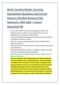 North Carolina Barber Licensing &NewLine;Examination Questions And Correct &NewLine;Answers &lpar;Verified Answers&rpar; Plus &NewLine;Rationales 2026 Q&A &vert; Instant &NewLine;Download Pdf 