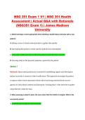 NSG 351 Exam 1 V1 &vert; NSG 351 Health &NewLine;Assessment &vert; Actual Q&A with Rationale &NewLine;&lpar;NSG351 Exam 1&rpar; &vert; James Madison &NewLine;University 