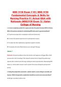 NSG 3130 Exam 3 V2 &vert; NSG 3130 &NewLine;Fundamental Concepts & Skills for &NewLine;Nursing Practice II &vert; Actual Q&A with &NewLine;Rationale &lpar;NSG3130 Exam 3&rpar; &vert; Galen &NewLine;College of Nursing 