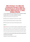 NSG 3130 Exam 1 V1&ndash;V3 &vert; NSG 3130 Fundamental Concepts & Skills for Nursing Practice II &vert; Galen College of Nursing &vert; Actual Q&A with Rationale &lpar;Galen NSG3130 Exam 1&rpar;