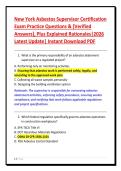 New York Asbestos Supervisor Certification&NewLine;Exam Practice Questions & &lbrack;Verified&NewLine;Answers&rsqb;&comma; Plus Explained Rationales&vert;2026&NewLine;Latest Update&vert; Instant Download PDF