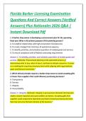 Florida Barber Licensing Examination &NewLine;Questions And Correct Answers &lpar;Verified &NewLine;Answers&rpar; Plus Rationales 2026 Q&A &vert; &NewLine;Instant Download Pdf
