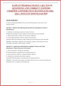 KAPLAN PHARMACOLOGY A&comma;B&comma;C EXAM QUESTIONS AND CORRECT ANSWERS &lpar;&rpar; PLUS RATIONALES 2026 Q&A &vert; PDF