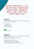 NUR 209&sol; NUR209 Exam 2 &ndash; &lpar;New 2026&sol; 2027 Update&rpar; Medical-Surgical Nursing II Review &vert; Questions & Answers &vert; Grade A&vert; 100&percnt; Correct &lpar;Verified Solutions&rpar;- Fortis