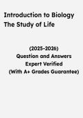 Introduction to Biology &ndash; The Study of Life &vert; Questions & Verified Answers &vert; Comprehensive Biology Exam Review Study Guide PDF &vert; 2026