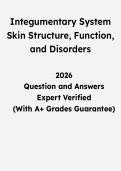 Integumentary System&colon; Skin Structure&comma; Function & Disorders &vert; Questions & Verified Answers &vert; Comprehensive Anatomy & Physiology Exam Review Study Guide PDF &vert; 2026&NewLine;