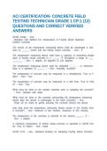 ACI CERTIFICATION- CONCRETE FIELD TESTING TECHNICIAN GRADE 1 CP-1 &lpar;12&rpar; QUESTIONS AND CORRECT VERIFIED ANSWERS