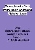 Massachusetts State Police Radio Codes and Alphabet Exam &vert; Questions & Answers&comma; Practice Test&comma; Study Guide & Revision Notes &vert; Latest 2026 PDF