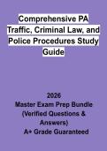 Comprehensive PA Traffic&comma; Criminal Law&comma; and Police Procedures Study Guide &vert; Questions & Answers&comma; Practice Test&comma; Study Guide & Revision Notes &vert; Latest 2026 PDF