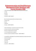 Entrepreneurship and Small Business &NewLine;Management Exam Questions with &NewLine;Correct Answers 2026 