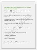 Microbiology HIV&sol;AIDS Exam questions and answers&NewLine;Graded A&plus; &vert; latest update&NewLine;HIV structure - s&period;s&period; RNA genome&comma; reverse transcriptase enzyme&comma; helical&NewLine;capsid&comma; envelope&comma; spikes &lpar;gp120 - "glycoprotein"&rpar;&NewLine;Retrovirus - s&period;s&period; RNA genome leads to rev