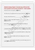 Medical Coding Chapter 2 An Overview of ICD-10-CM&NewLine;Exam questions and answers Graded A&plus; &vert; latest update&NewLine;The ICD-10-CM was developed by - NCHS&NewLine;The 10th revision of the global ICD-10 was issued in 1993 by the - WHO&NewLine;The index of the ICD-10-CM is in &lowbar;&lowbar;&lowbar;&lowbar;&lowbar;&lowbar;