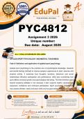 PYC4812 Assignment 3 &lpar;COMPLETE ANSWERS&rpar; 2026 - DUE August 2026