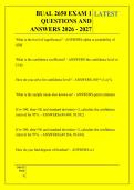 BUAL 2650 EXAM 1 &NewLine;QUESTIONS AND &NewLine;ANSWERS 2026 - 2027 