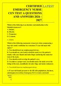 CERTIFIED &NewLine;EMERGENCY NURSE &NewLine;CEN TEST A QUESTIONS &NewLine;AND ANSWERS 2026 - &NewLine;2027