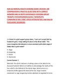 NUR 253 MENTAL HEALTH NURSING EXAM 2 REVIEW&colon; 200 COMPREHENSIVE PRACTICE QUESTIONS WITH CORRECT ANSWERS AND IN-DEPTH RATIONALES COVERING GROUP THERAPY&comma; PSYCHOPHARMACOLOGY&comma; THERAPEUTIC COMMUNICATION&comma; GRIEF&comma; CRISIS INTERVENTION&comma; AND MAJOR PSYCHIATRIC DISORDE
