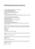 NFHS Baseball Rules Questions Updated &lpar;2026&sol;2027&rpar; Questions with Detailed Verified Answers&NewLine;