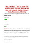 NUR 2214 Week 1 Quiz V1&ndash;V3 &vert; NUR 2214 Nursing Care of the Older Adult &vert; Rasmussen University &vert; Actual Q&A with Rationale &lpar;NUR2214 Week 1 Quiz&rpar;