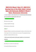 NUR 2214 Week 9 Quiz V3 &vert; NUR 2214 &NewLine;Nursing Care of the Older Adult &vert; Actual &NewLine;Q&A with Rationale &lpar;NUR2214 Week 9 &NewLine;Quiz&rpar; &vert; Rasmussen University 