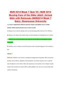 NUR 2214 Week 7 Quiz V2 &vert; NUR 2214 &NewLine;Nursing Care of the Older Adult &vert; Actual &NewLine;Q&A with Rationale &lpar;NUR2214 Week 7 &NewLine;Quiz&rpar; &vert; Rasmussen University