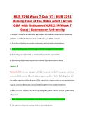 NUR 2214 Week 7 Quiz V3 &vert; NUR 2214 &NewLine;Nursing Care of the Older Adult &vert; Actual &NewLine;Q&A with Rationale &lpar;NUR2214 Week 7 &NewLine;Quiz&rpar; &vert; Rasmussen University 