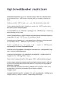 High School Baseball Umpire Exam Latest &lpar;2026&sol;2027&rpar; Verified Answers by Experts&NewLine;