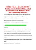 NUR 2214 Week 8 Quiz V3 &vert; NUR 2214 &NewLine;Nursing Care of the Older Adult &vert; Actual &NewLine;Q&A with Rationale &lpar;NUR2214 Week 8 &NewLine;Quiz&rpar; &vert; Rasmussen University 