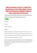 NUR 2214 Week 6 Quiz V3 &vert; NUR 2214 &NewLine;Nursing Care of the Older Adult &vert; Actual &NewLine;Q&A with Rationale &lpar;NUR2214 Week 6 &NewLine;Quiz&rpar; &vert; Rasmussen University