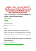 NUR 2214 Week 3 Quiz V2 &vert; NUR 2214 &NewLine;Nursing Care of the Older Adult &vert; Actual &NewLine;Q&A with Rationale &lpar;NUR2214 Week 3 &NewLine;Quiz&rpar; &vert; Rasmussen University 