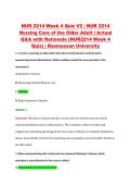 NUR 2214 Week 4 Quiz V2 &vert; NUR 2214 &NewLine;Nursing Care of the Older Adult &vert; Actual &NewLine;Q&A with Rationale &lpar;NUR2214 Week 4 &NewLine;Quiz&rpar; &vert; Rasmussen University