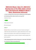 NUR 2214 Week 4 Quiz V3 &vert; NUR 2214 &NewLine;Nursing Care of the Older Adult &vert; Actual &NewLine;Q&A with Rationale &lpar;NUR2214 Week 4 &NewLine;Quiz&rpar; &vert; Rasmussen University