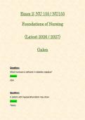 Exam 1 & 2&colon; NU 155 &sol; NU155 Foundations of Nursing &lpar;Latest 2026 &sol; 2027 Updates BUNDLE PACKAGE WITH COMPLETE SOLUTIONS&rpar; &vert; 100&percnt; Correct &vert; Grade A - Galen