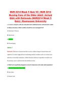 NUR 2214 Week 5 Quiz V2 &vert; NUR 2214 &NewLine;Nursing Care of the Older Adult &vert; Actual &NewLine;Q&A with Rationale &lpar;NUR2214 Week 5 &NewLine;Quiz&rpar; &vert; Rasmussen University 