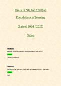 Exam 3&colon; NU 155 &sol; NU155 &lpar;Latest 2026 &sol; 2027&rpar; Foundations of Nursing &vert; 100&percnt; Correct Questions & Answers - Galen 