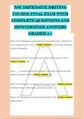 NSC DEFENSIVE DRIVING &NewLine;COURSE FINAL EXAM WITH &NewLine;COMPLETE QUESTIONS AND &NewLine;100&percnt;VERIFIED ANSWERS &NewLine;GRADED A&plus; &NewLine; 
