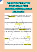 NSC DEFENSIVE DRIVING &NewLine;COURSE EXAM WITH &NewLine;VERIFIED ANSWERS &vert;LATEST &NewLine;UPDATE 2026 &NewLine; &NewLine; &NewLine;