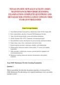 TEXAS ON-SITE SEWAGE FACILITY &lpar;OSSF&rpar; &NewLine;MAINTENANCE PROVIDER LICENSING &NewLine;EXAMINATION COMPLETE QUESTIONS AND &NewLine;DETAILED SOLUTIONS LATEST UPDATE THIS &NewLine;YEAR JUST RELEASED 