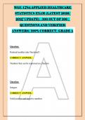 WGU C784 APPLIED HEALTHCARE &NewLine;STATISTICS EXAM &lpar;LATEST 2026&sol; &NewLine;2027 UPDATE&rpar; &vert; 100 OUT OF 100 &vert; &NewLine;QUESTIONS AND VERIFIED 