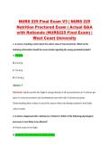 NURS 225 Final Exam V3 &vert; NURS 225 &NewLine;Nutrition Proctored Exam &vert; Actual Q&A &NewLine;with Rationale &lpar;NURS225 Final Exam&rpar; &vert; &NewLine;West Coast University 