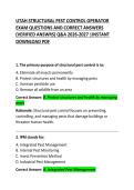 Utah Structural Pest Control Operator Exam Questions and Correct Answers 2026&ndash;2027